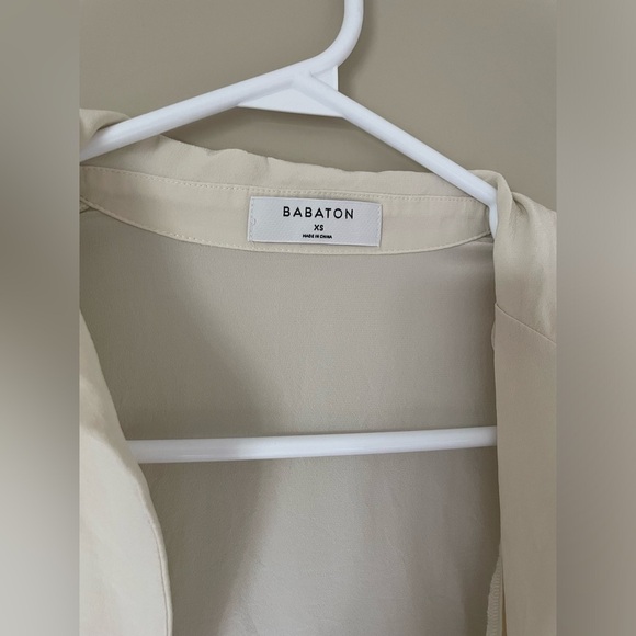 Babaton light cream/tan Long Sleeve blouse size XS minimalist, neutral NWOT - Picture 2 of 4